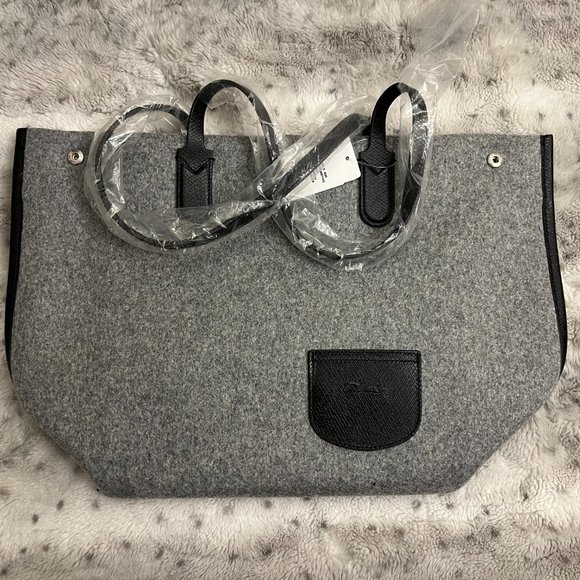 Longchamp Roseau Essential Large Wool w/ Russian Leather Trim Open Tote MSRP$460 - Picture 7 of 13